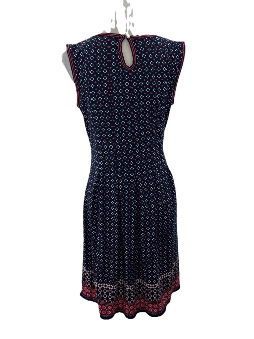 Max Studio Navy and Pink Printed Sleeveless Scoop Dress - Picture 2 of 7